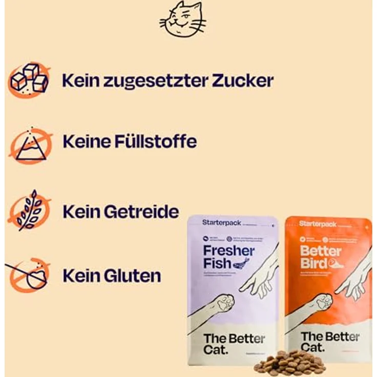 The Better Cat Super Premium Trockenfutter für Katzen - Getreidefreies Katzenfutter mit hohem Fleischanteil, ohne Zucker, mit Probiotika (400g, Huhn) – Bild 3