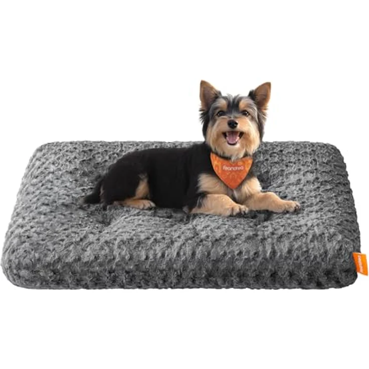 Feandrea Hundebett, 75 x 50 cm, weiche Polsterung aus PV-Plüsch mit Rosendesign, waschbar und rutschfest – Bild 1