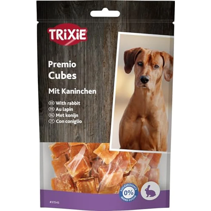 Trixie PREMIO Rabbit Cubes, 100 g, mit 70% Kaninchenfleisch, wiederverschließbarer Beutel – Bild 1