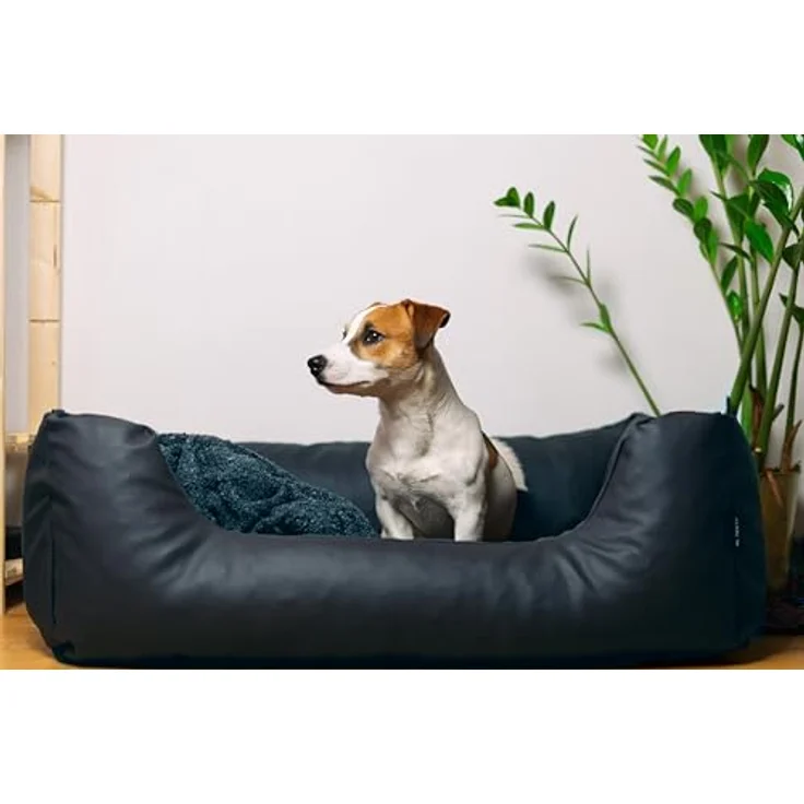 4L Textil Mario Wasserfestes Hundebett aus Kunstleder, XXL Hundekorb für große Hunde, 140x110 cm, schwarz, leicht zu reinigen, robust und schmutzabweisend – Bild 4