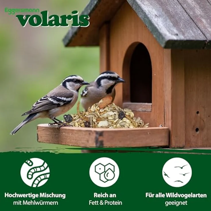 Eggersmann volaris Terrassenkörner mit Insekten, 10 kg proteinreiches Wildvogelfutter für alle Vogelarten, schalenlos – Bild 2