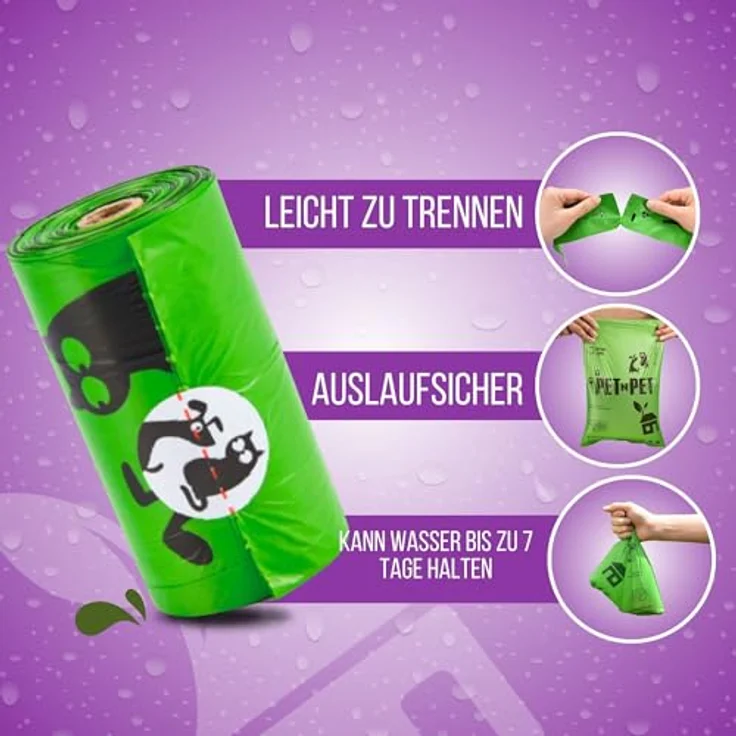 PET N PET Hundekotbeutel, 1080 Stück, 60 Rollen mit Lavendelduft, 22,9 x 33 cm – Bild 1