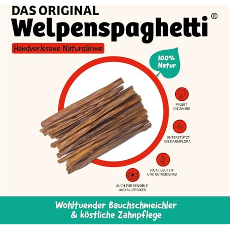 Carnello Welpenspaghetti, getreidefreier Hundesnack für kleine Hunde, 8 x 30g, unterstützend für die Darmflora, mit natürlichen Zutaten, wiederverschließbarer Beutel – Bild 5