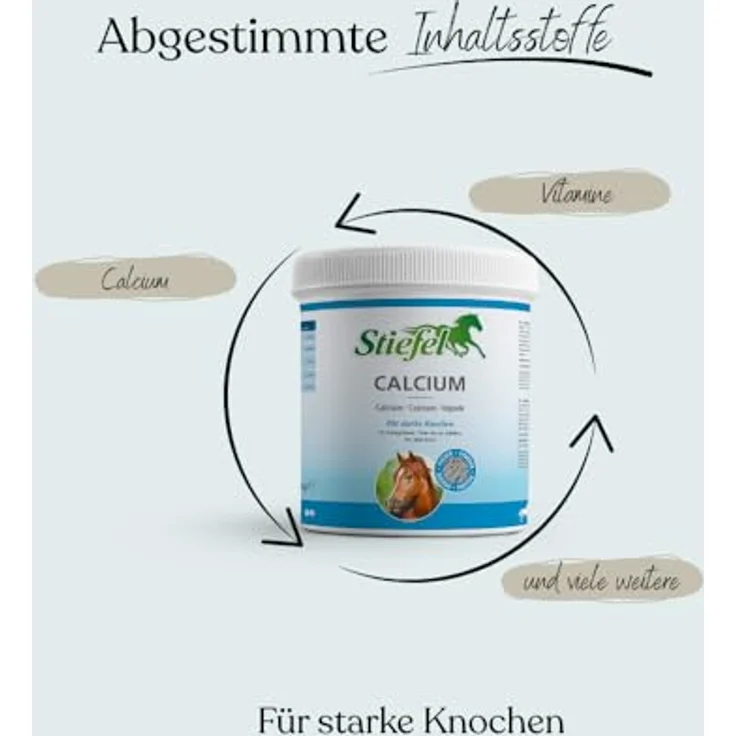 Stiefel Calcium für Pferde, Futterzusatz zur Unterstützung von Knochen und Wachstum, mit Calcium, Vitamin D3, K3 & C, 1kg – Bild 2