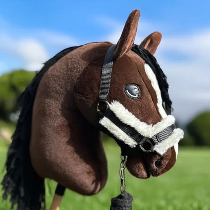 Hobby Horse Land Hobby Horse Zubehör-Set Halfter mit Führstrick und Insektenhaube – Größe A4 und A3, schwarz – Bild 3