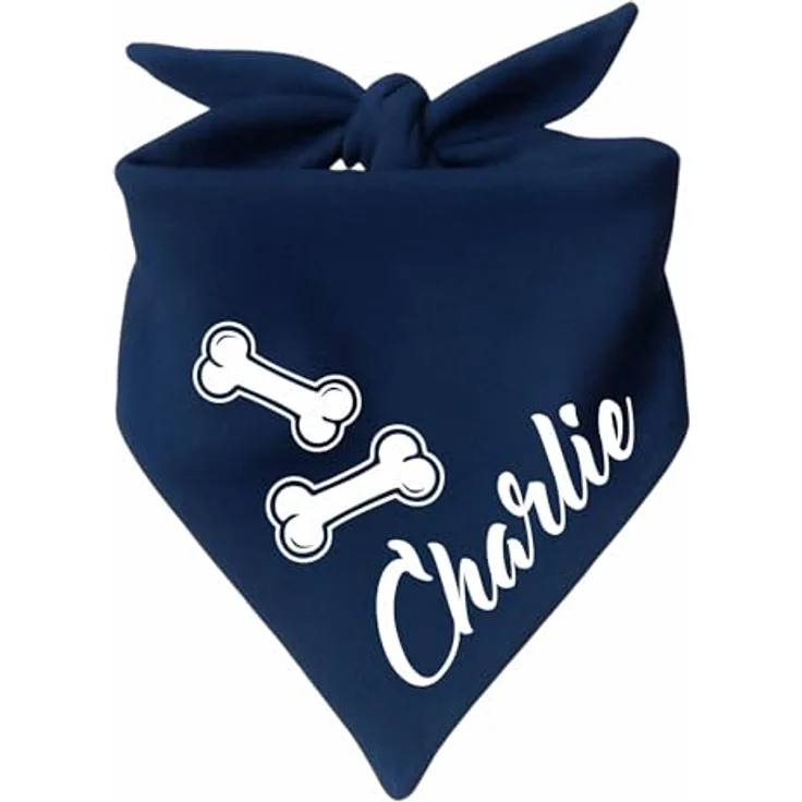 Kleiner Fratz Hunde Dreiecks Halstuch, Navy, Größe 2 (68 cm) mit personalisiertem Druck – Bild 2