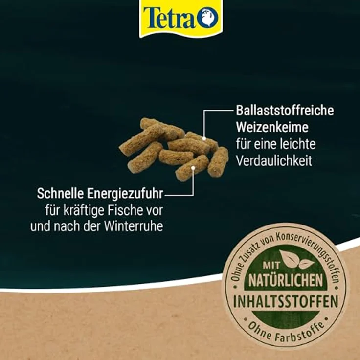 Tetra Pond Wheatgerm Sticks, ballaststoffreiches Fischfutter für Teichfische, ideal bei kühlen Temperaturen, 4L Beutel – Bild 3