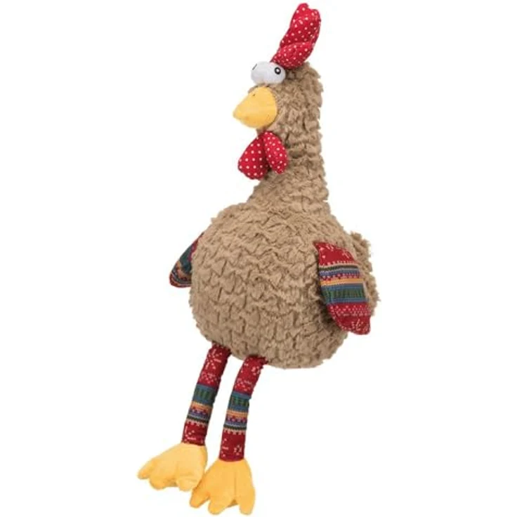 TRIXIE Tierkuscheltier Hahn, Plüsch - 60cm groß, mit Raschelfolie und Original-Tierstimme, hochwertiges Polyester-Plüsch – Bild 1