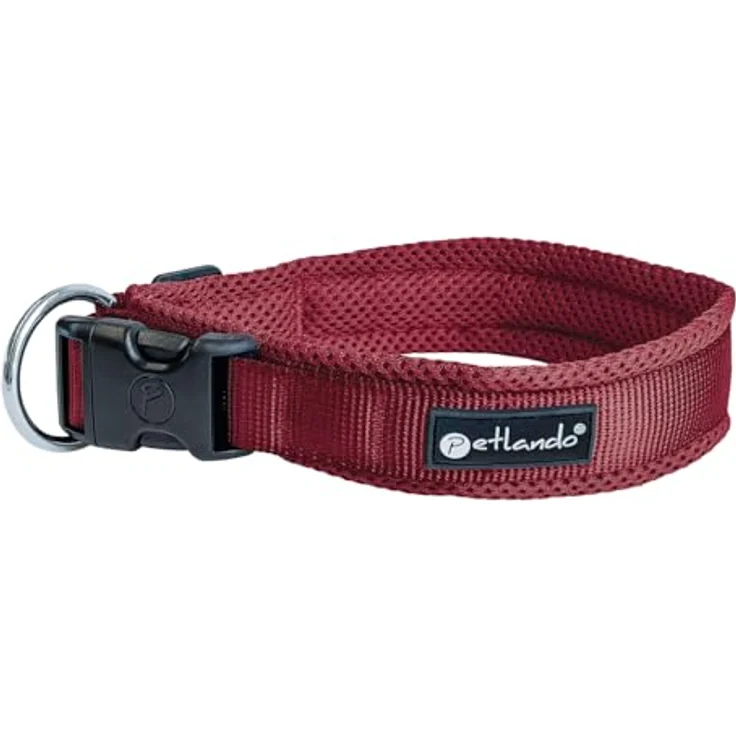 Petlando Mesh Hundehalsband M 45-50cm, Bordeaux – leicht, atmungsaktiv, stufenlos verstellbar, robust mit O-Ring – Bild 1