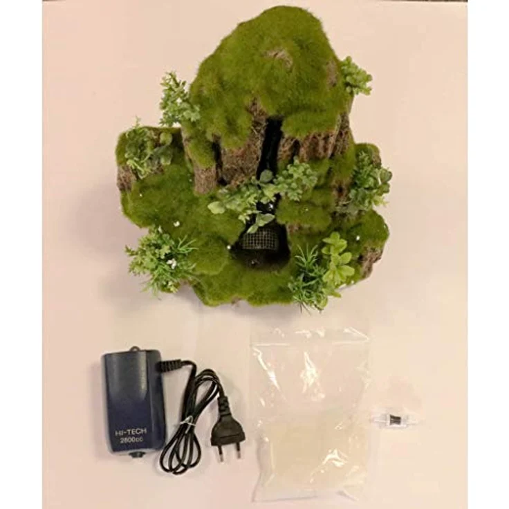 EBI Aqua Della Waterfall Moss Rock S, Bemooster Felsen mit Wasserfall und Pumpe für Aquarien, ungiftig, geeignet für Süss- und Meerwasser – Bild 2