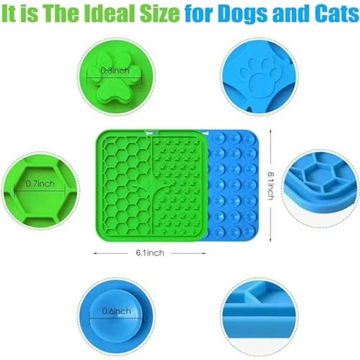 khlerox Premium Schleckmatte Hund, lebensmittelechtes Silikon mit Saugnäpfen für Hundeangst-Linderung, quadratische Leckmatte für Baden, Pflege und Training von Welpen – Bild 2