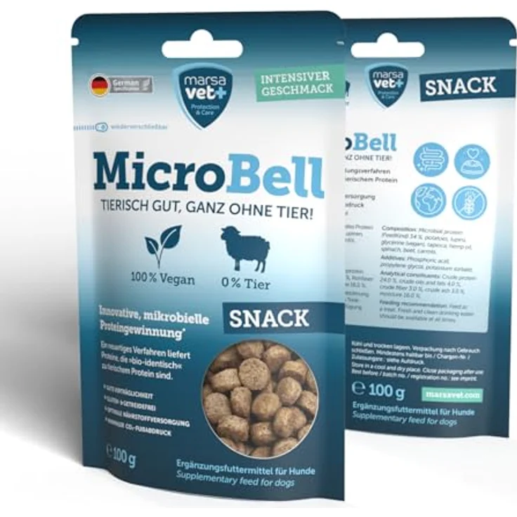 marsavet+ Marsavet MicroBell Snack – Vegane, hypoallergene Hundesnacks mit mikrobiellem Protein, gluten- und getreidefrei, 100 g – Bild 1