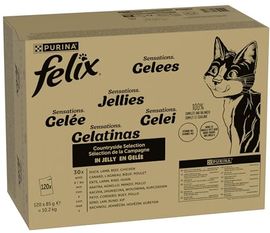 FELIX Sensations Gelees Katzenfutter nass, Sorten-Mix mit Rind, Huhn, Ente und Lamm