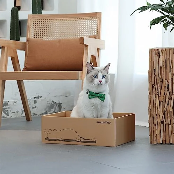 FUKUMARU Kratzbrett Katze, 5er-Set, Doppelseitige Kratzpappe aus hochwertiger Recycling-Wellpappe, 43.5x29.5x14 cm, widerstandsfähige Katzenmöbel – Bild 5