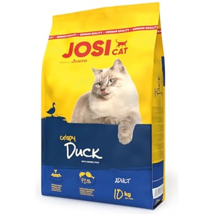 JosiCat Crispy Duck, Premium Trockenfutter für Katzen, 10 kg, mit köstlicher Ente & wertvollen Fettsäuren, Alleinfuttermittel, Made in Germany