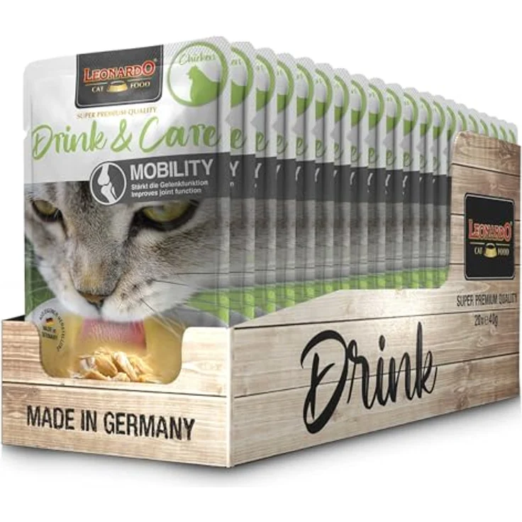 Leonardo Drink & Care Mobility Chicken, Doppelpack 2 x 20 x 40 g, Ergänzungsfutter für Katzen zur Unterstützung der Flüssigkeitsaufnahme und Gelenkfunktion – Bild 2