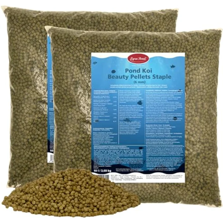 Lyra Pond® 2 x 10 L (7,36 kg) Pond Koi Beauty Pellets, proteinreiches Staple Fischfutter für Teichfische, schwimmfähig, fördert Form und Farbe – Bild 1