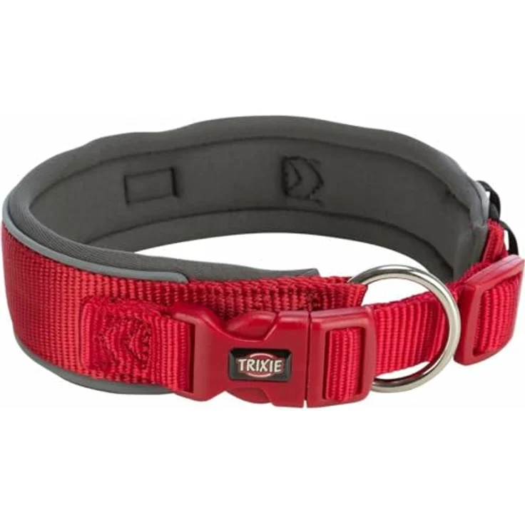 Trixie Premium Halsband für Hunde, extra breit, rot/graphitgrau – Bild 2