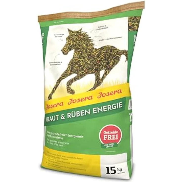 Josera Kraut & Rüben Energie, Pferdefutter (15 kg) | Premium Energiemix, getreidefrei, stärkere reduziert, Muskelaufbau mit Pflanzenproteinen, klimaneutral – Bild 1