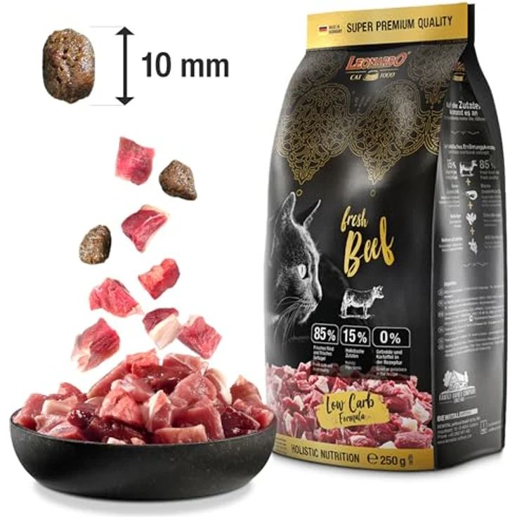 LEONARDO fresh Beef & Poultry, Trockenfutter mit 85% Frischfleisch für Katzen, 4kg, alleinfuttermittel für erwachsene Katzen ab 1 Jahr – Bild 3
