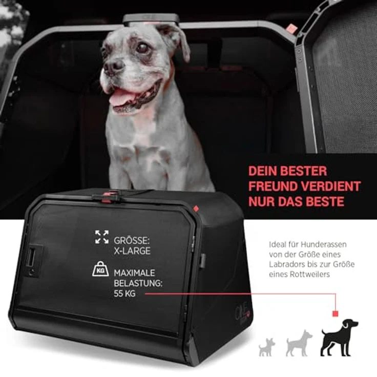 4pets 1ONE1 Origami Hundetransportbox, faltbare Hundebox mit Aluminiumrahmen, in 4 Größen (S-XL) für sicheren Auto-Transport – Bild 4
