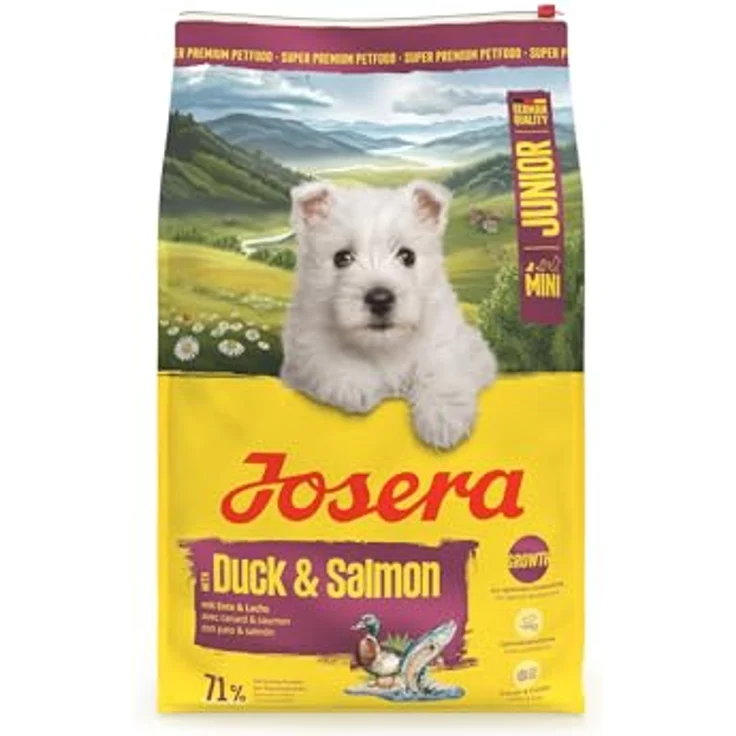 Josera Mini Junior Duck & Salmon, Hundefutter für Welpen mit Ente und Lachs, 10 kg, Zahnsteinprävention – Bild 1