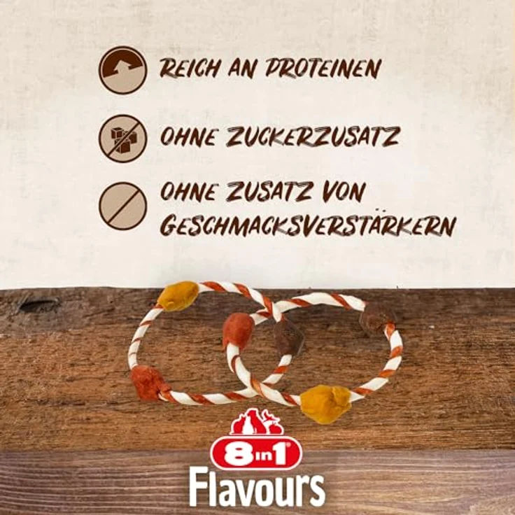 8in1 Triple Flavour Rings, Kausnacks für Hunde M/L mit extra viel Fleisch, 120g Beutel (2 Doppelringe), reich an Proteinen, ohne Zucker und künstliche Aromen – Bild 3