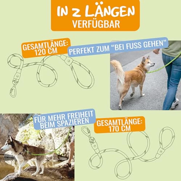 rootsnoot Hundeleine klassisch – stabile Führleine für Hunde ab 15 kg, 120 cm lang, 1,2 cm stark, reißfest und komfortabel – Bild 7