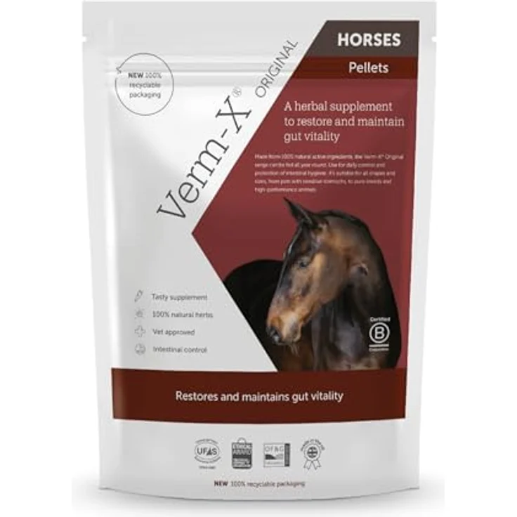 Verm-X Pellets für Pferde und Ponys, 750g, 100% natürliche Unterstützung der intestinalen Hygiene, leicht zu füttern – Bild 1