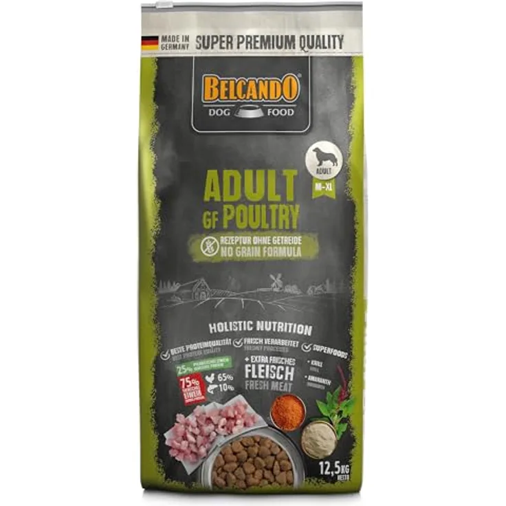 Belcando Adult GF Poultry, getreidefreies Hunde-Trockenfutter mit Geflügel, 12,5kg