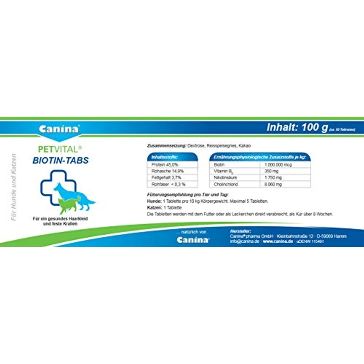 Canina Petvital Biotin-Tabs, Vitamin H für Hunde, hohe Geschmacksakzeptanz, 1 x 0.1 kg – Bild 3
