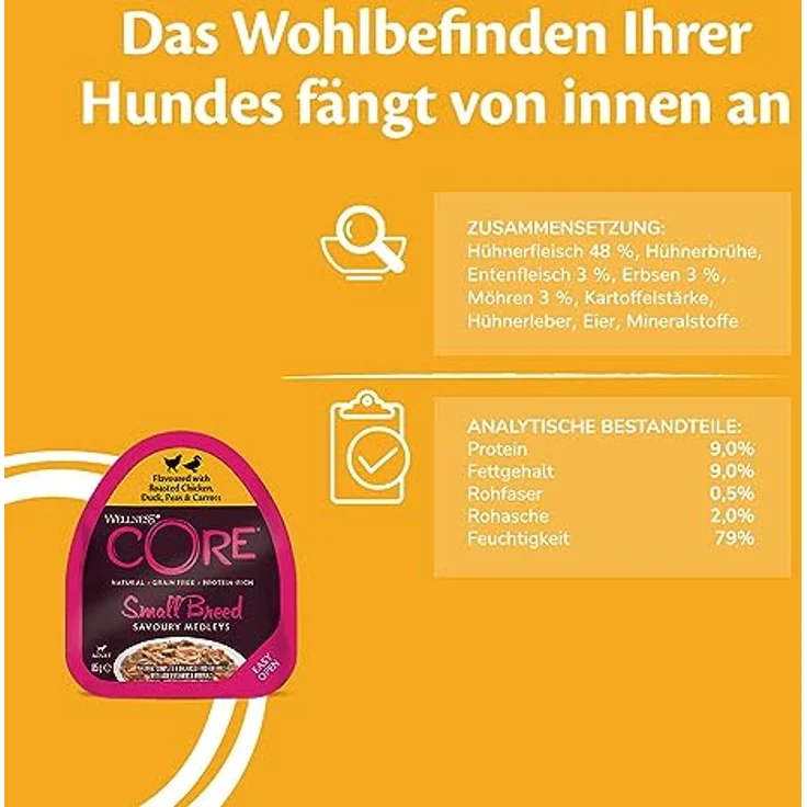 Wellness CORE Small Breed Savoury Medleys, Hundefutter nass für kleine Hunde, Butcher Selection Mix, getreidefrei, 6 x 85 g, mit hohem Fleischanteil – Bild 4