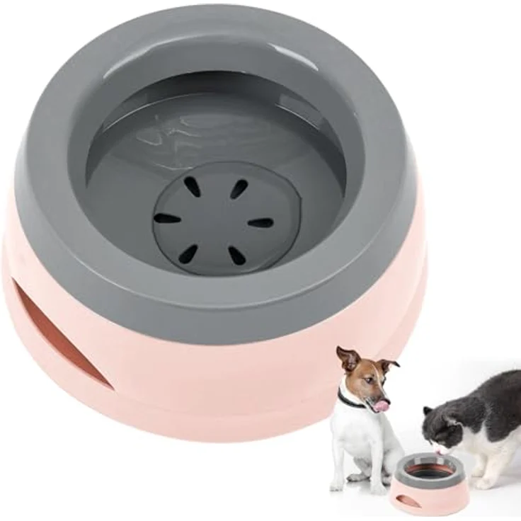 Qianyou Wassernapf für Hunde Unterwegs 750ml, Auslaufsicherer Trinknapf mit Spritzschutz, rutschfest und tragbar, Abnehmbarer Kunststoff, Rosa – Bild 1