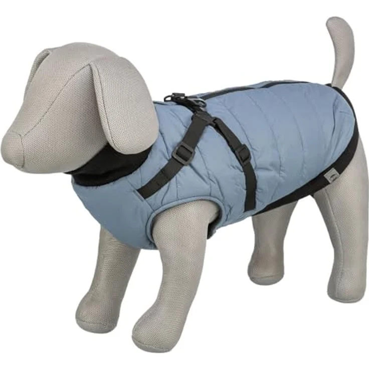 Trixie Pontis Hundemantel mit Geschirr, XXS (24 cm), blau-grau, strapazierfähiges Polyester, ideal für regnerische Tage – Bild 4