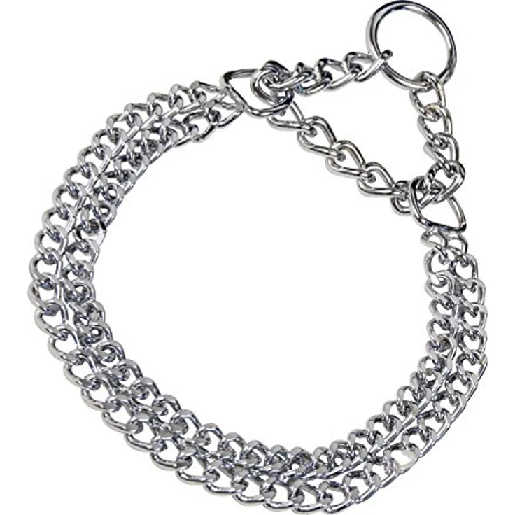 Herm Sprenger Doppel-Halskette, Chromstahl, 55 cm, flache Kette für Hundetraining, 0,2129 kg – Bild 1