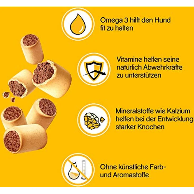 Pedigree Markies Trio's, Hundesnacks 500 g, gefüllt mit Omega 3, Vitaminen und Mineralien für starke Knochen, ohne künstliche Farb- und Aromastoffe – Bild 3