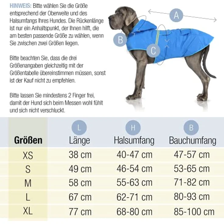 Bella & Balu Hunderegenmantel, wasserdichter Hundemantel mit Kapuze und Reflektoren, Größe L, Grau – Bild 4