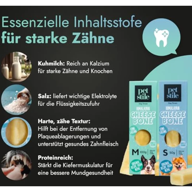 Petstile Himalaya-Käseknochen für Hunde, 100% Bio-Milch, Natürlicher Kaukäse für Welpen & kleine Hunde, Zahnpflege, geruchs- und schmutzfrei, 450g – Bild 4