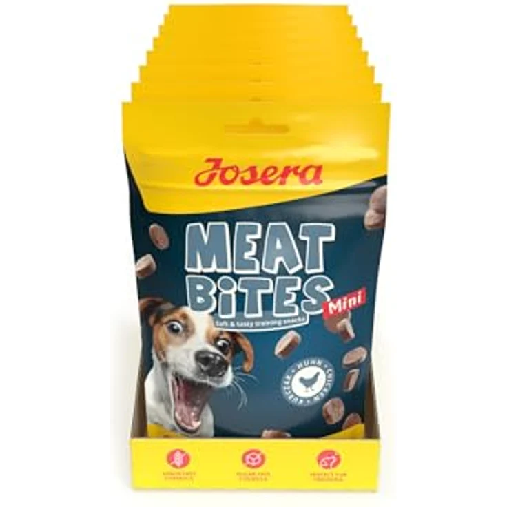 Josera Meat Bites Mini Chicken, Trainingssnack für Hunde mit 90% Fleischanteil, 8x70g – Bild 2