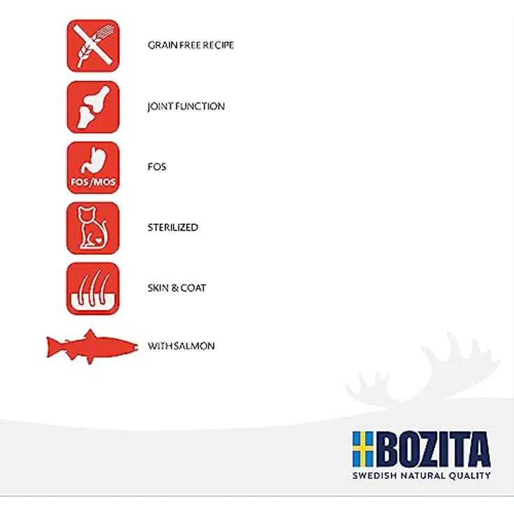 Bozita Grain Free Katzentrockenfutter mit Lachs 2kg – getreidefreies Futter für sensible Senior-Katzen ab 8 Jahren – 33 % Protein, 12 % Fett, ohne Zucker & Gentechnik – aus Schweden – Bild 4