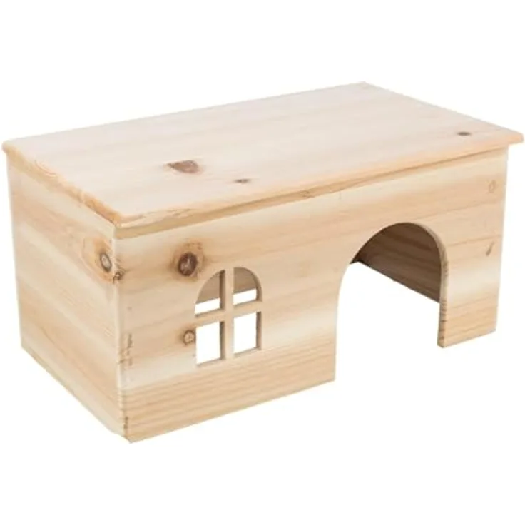 Ollesch Nagerhaus für Meerschweinchen und Kaninchen, Naturholz unbehandelt, 40x20x23 cm