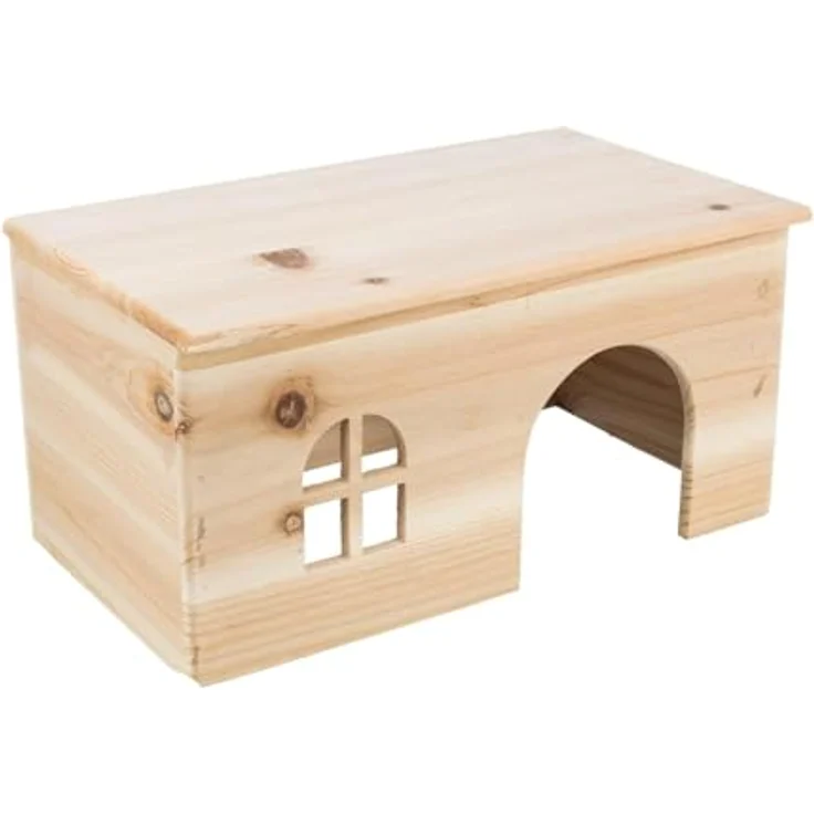 Ollesch Nagerhaus für Meerschweinchen und Kaninchen, Naturholz unbehandelt, 40x20x23 cm – Bild 1