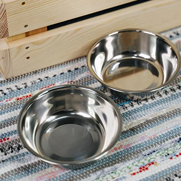 LAUBLUST Zusatzschalen für Futterstation Größe M, 2er Set Edelstahlnäpfe | ca. 14 x 3 cm, 2 x 0,35l, spülmaschinenfest – Bild 2