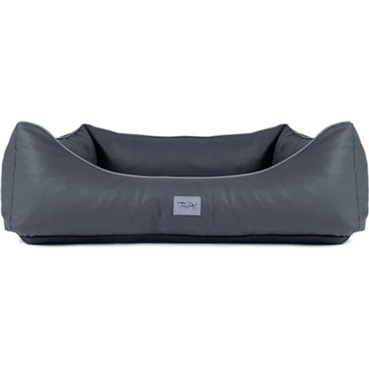 TrendPet Runa, Orthopädisches Kunstlederbett für Hunde mit Memoryfoam Matratze, modisch in Kupfer und Grau (Grau, 100x75x30 cm) – Bild 2