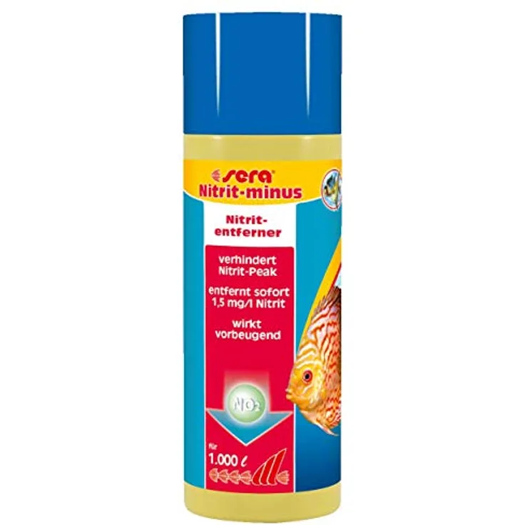 sera Nitrit-Minus 250 ml, Soforthilfe gegen Nitritpeak, entfernt bis zu 1,5 mg/l NO2 pro Dosierung, für Süßwasseraquarien, verträglich für Zierfische, Garnelen, Pflanzen, 5-fach dosierbar