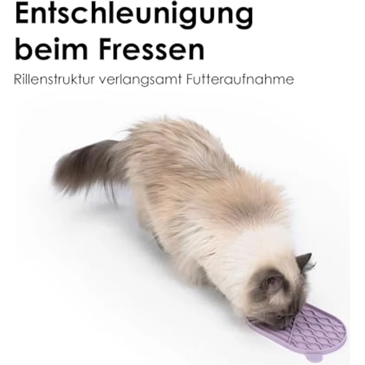 LucyBalu® ZENPAD Schleckmatte für Katzen | Lebensmittelechtes Silikon, rutschfest, Rosé, Slow Feeder mit Rillenstruktur – Bild 4