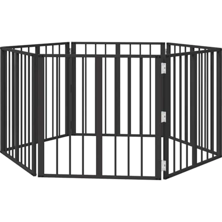 vidaXL Hundegitter 6 Stück, Schwarz, 60 x 60 cm, Verzinkter Stahl, Verstellbarer Indoor Pen für Hunde, Modulare Haustier-Barriere