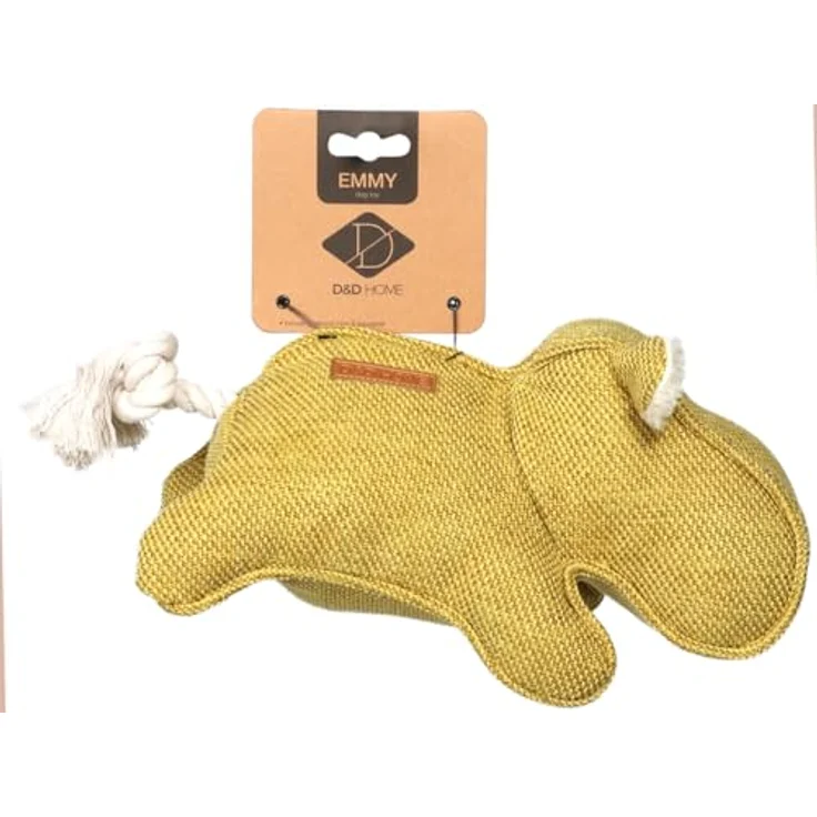 D&D Home, Edles Hundespielzeug Chenille Emmy 30x14 cm gelb Füllung 100% Polyester Feine Verarbeitung - Fellohren mit Quietscher im Rüssel für noch mehr Spielspaß für Hunde – Bild 3