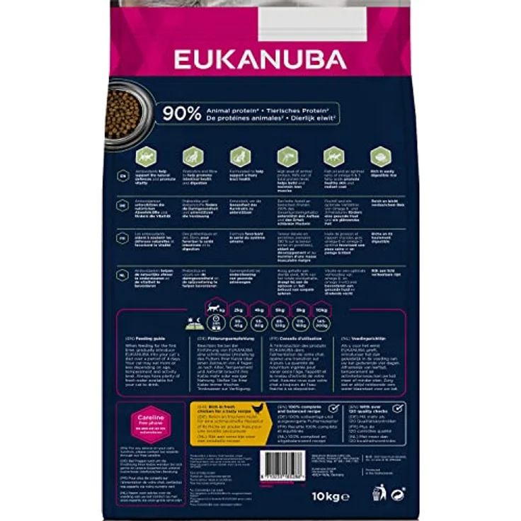 Eukanuba Anti-Haarballen Katzenfutter, 10 kg Trockenfutter mit frischem Huhn zur Reduzierung von Haarballen, für gesunde Haut und glänzendes Fell – Bild 2