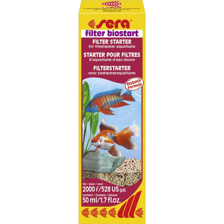 Sera Aquariumfilter biostart, 50 ml zur schnellen biologischen Filterstart mit aktivem Mikrobiom und Schadstoffabbaulösung